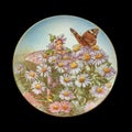 Antique plate depicting fantasy characters.