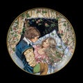 Antique plate depicting a plot from a fairy tale. vintage plate with painting