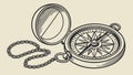 Antique Pocket Compass Vector: Classic Navigational Instrument Design, vector design Generative AI Royalty Free Stock Photo