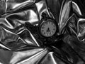 Antique pocket watch on a black and white photo Royalty Free Stock Photo