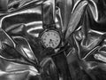 Antique pocket watch on a black and white photo Royalty Free Stock Photo