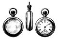 Antique pocket watch graphic three views Royalty Free Stock Photo