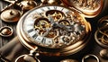 Antique Pocket Watch with Intricate Engravings and Gears Royalty Free Stock Photo