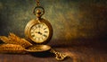 Antique pocket watch from the past. An antique grunge still life Royalty Free Stock Photo