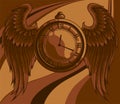 Antique pocket watch. vector illustration on colored background.