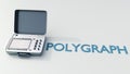 an antique polygraph machine with word \
