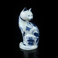 Antique porcelain figurine in the shape of a cat.