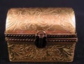 Antique Porcelain Hand Painted Gold Colored Miniature Treasure Chest Royalty Free Stock Photo