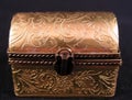 Antique Porcelain Hand Painted Gold Colored Miniature Treasure Chest