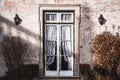 Antique porch with transparent door Royalty Free Stock Photo