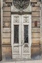 Antique Portuguese Architecture: Old White Door in a Street- Portugal Royalty Free Stock Photo