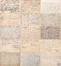 Antique postcards. old handwritten undefined texts Royalty Free Stock Photo