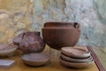 Antique Pottery at Davidson Center Exhibition near the Dung Gate in the Old City in Jerusalem, Israel