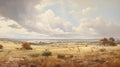 Antique Prairie Landscape Painting With Striking Brush Strokes Royalty Free Stock Photo