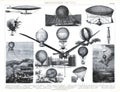 1874 Antique Print of Early Ballooning and Aeronautics Royalty Free Stock Photo