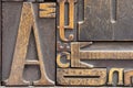 Antique printing block letters