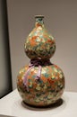 Antique Qianlong Double-gourd-shaped Flower Vase Overglaze Enamels Porcelain China Palace Museum Cultural Heritage Royalty Free Stock Photo