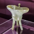 Antique Qing Jade Wine Cup Old Stylish Jue Drinking Utensil Chinese Cultural Heritage Imperial Treasure Precious Gem Palace Museum Royalty Free Stock Photo