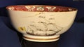 1775 Antique Qing Qianlong Chinese Famille-Rose Porcelain Punch Bowl Vessel Ship Illustration