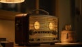 Antique radio with shiny knob broadcasts nostalgia generated by AI