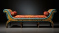 Luxurious Ottoman Bench With Ornate Painted Design