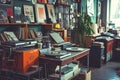 Antique Record Store with Vinyl Collection