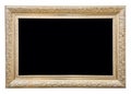 Antique rectangular golden frame isolated on white background