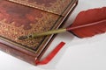 Antique Red Book with Red Fountain Pen Royalty Free Stock Photo