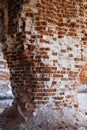 Antique red brick masonry. Ruined wall of an old Russian church Royalty Free Stock Photo