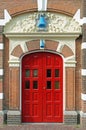 Antique red double door