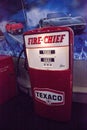 Antique Red Fire Chief Texaco Gasoline pump displayed at the Muscle Car City museum