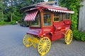 Antique Red Popcorn Wagon Restoration Model With Yellow Wooden Wheels