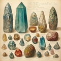 Antique retro book of minerals and gems, geology identification book, Royalty Free Stock Photo