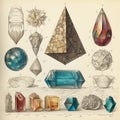 Antique retro book of minerals and gems, geology identification book, Royalty Free Stock Photo