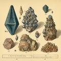 Antique retro book of minerals and gems, geology identification book, Royalty Free Stock Photo