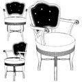 Antique Retro Chair Vector. Illustration Isolated On White Background.