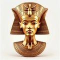 Antique retro gold mask of egyptian queen nefertiti isolated on white closeup, ancient element Royalty Free Stock Photo