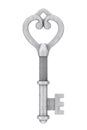 Antique Retro Old Silver Key. 3d Rendering Royalty Free Stock Photo