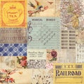 Antique retro paper collage Royalty Free Stock Photo