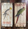 Antique Retro Style Vintage Birds Wooden Panels Miniature Sign Signage Lifestyle Transportation Cool Stylish Design Home Deco