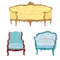 Antique rococo furniture stickers