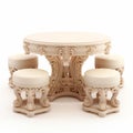 Luxurious Beige Ottoman Palace Dining Table With Stools Royalty Free Stock Photo