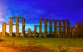 Antique Roman Aqueduct of Merida in evening Royalty Free Stock Photo