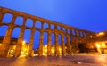 Antique roman aqueduct in Segovia Royalty Free Stock Photo