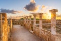 Antique roman columns in Kato Pafos Archaeological Park, Cyprus Royalty Free Stock Photo