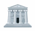 Antique Roman or Greek temple with colonnade on white background. Vector flat illustration Royalty Free Stock Photo