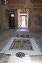 Antique Roman ruins of Herculaneum remaining after eruption of Vesuvius, Campania, Italy