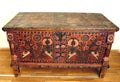 Antique Romanian trunk with original folk art paint Royalty Free Stock Photo