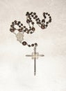 Antique Rosary, Traditional Catholic Prayer Beads, Sandalwood Christian Prayer old neckless, silver cross