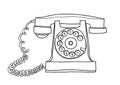 Antique Rotary Dial Telephone hand drawn vector line art illustration